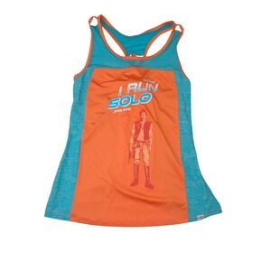 runDisney Star Wars Han Solo I Run Solo Orange Teal Racerback Tank Top Medium